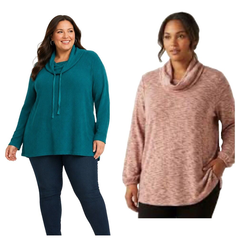 Lane Bryant 2 Long Sleeve Tops Size 2x Lounge Cozy Stretchy Knit